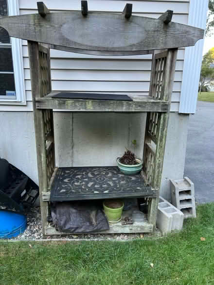 Photo of free Wooden outdoor display shelf (Billerica Center) #2