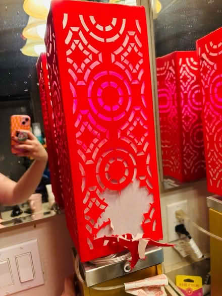 Photo of free Red lamp + pink bulb (North Hollywood) #3