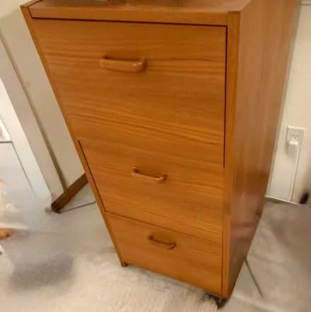 Photo of free Two wood filing cabinets; 3 drawers (Belmont) #1