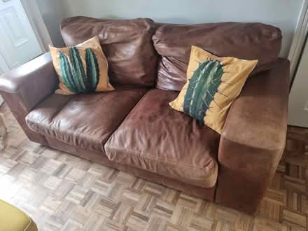 Photo of free Brown leather couch (Walkinstown) #1