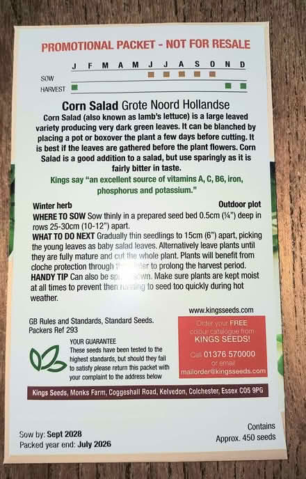 Photo of free Corn Salad seeds. (Chichester PO19) #2