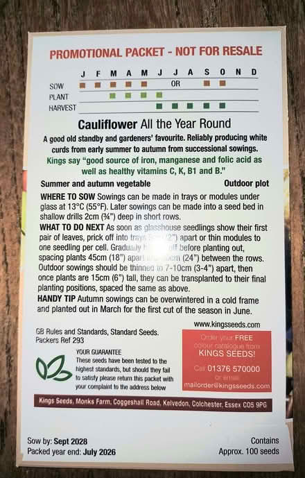 Photo of free Cauliflower seeds. (Chichester PO19) #2