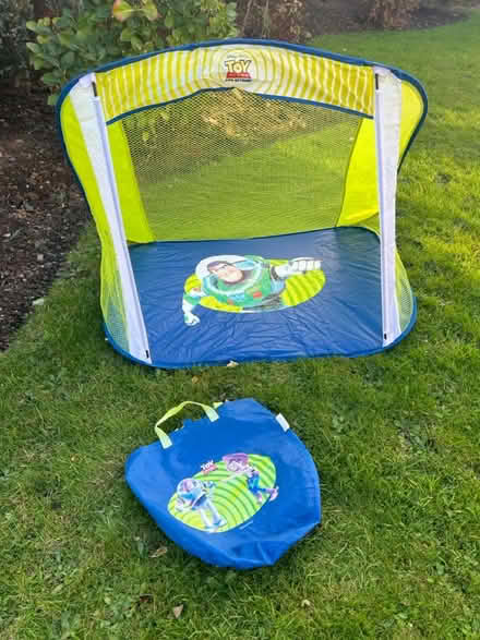 Photo of free Buzz Lightyear popup tent/goal net (Mickleover, Derby, DE3) #2