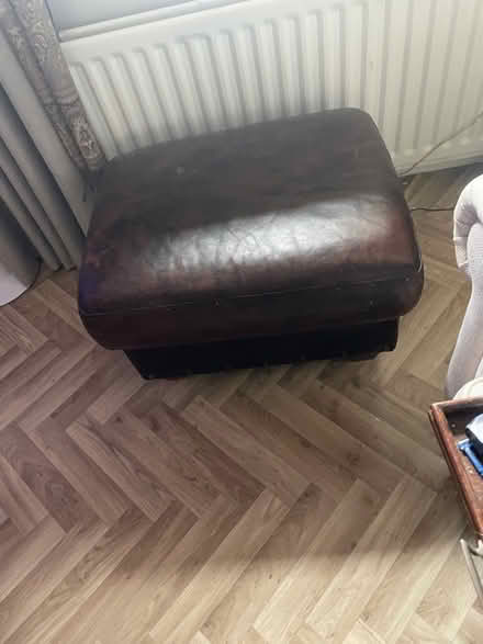 Photo of free Pouffe- Fake leather brown with studs (Kendal LA9) #1
