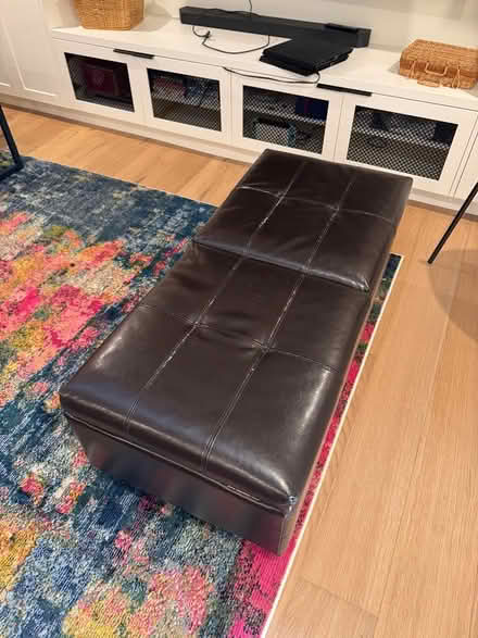 Photo of free Dark brown leather storage ottoman (Wallingford) #1