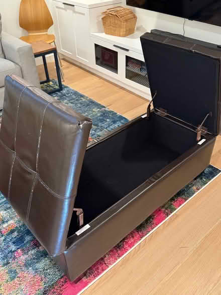 Photo of free Dark brown leather storage ottoman (Wallingford) #2