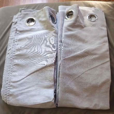 Photo of free 2 Grey Window Curtain Panels (Pape and Eastern Avenue) #1
