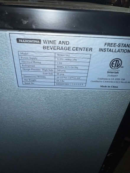 Photo of free Tramontina wine beverage fridge (Saratoga) #3
