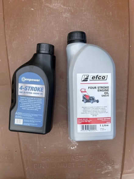 Photo of free Lawnmower Engine Oil (Ellastone DE6) #1