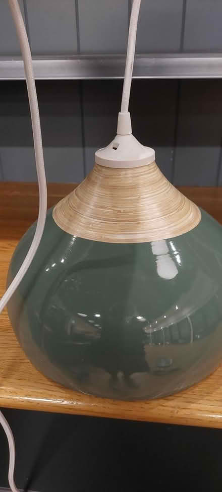 Photo of free Pair plastic pendant lights +bulbs (Horsham) #1