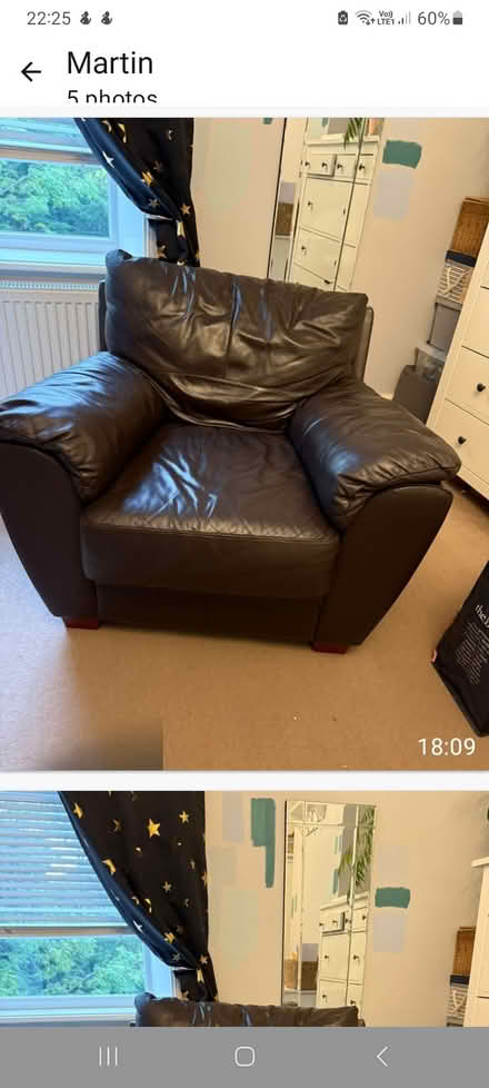 Photo of free Dark brown leather armchair (Kirkheaton, Huddersfield) #2