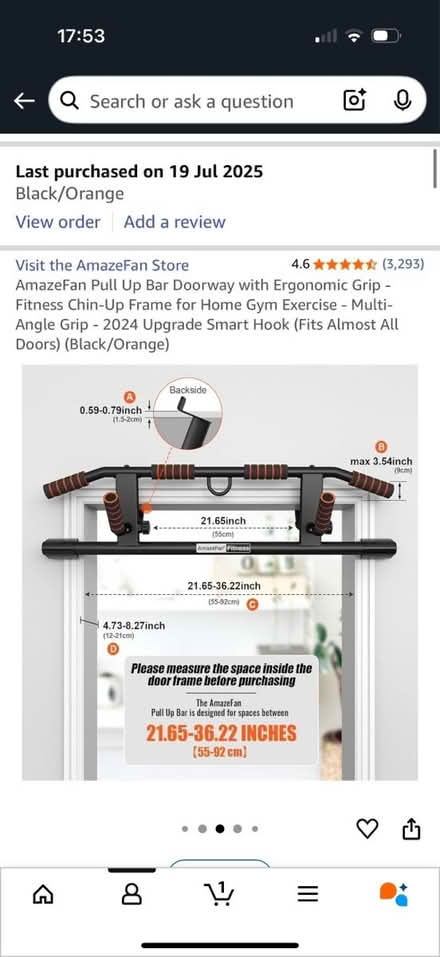 Photo of free Door frame pull up bar (N5) #2