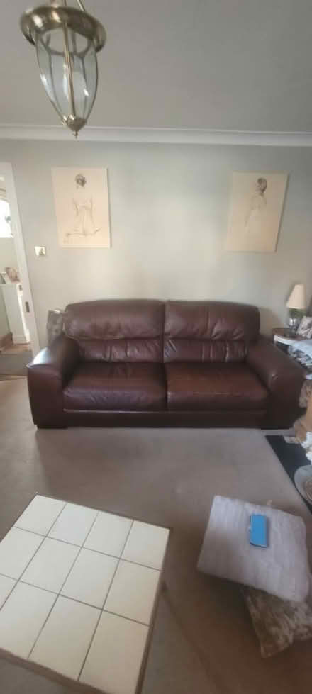 Photo of free Leather sofa and chair (Chertsey KT16) #2
