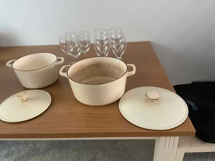 Photo of free Wine glasses and cast iron pots (BH10) #1