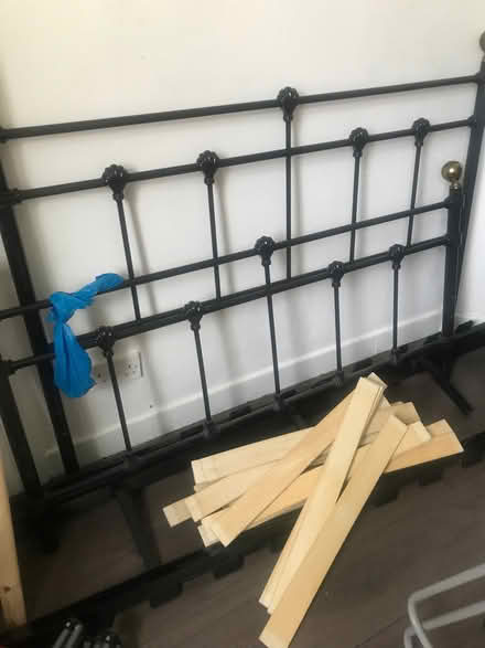 Photo of free Metal double bed frame and slats (Law DD3) #1