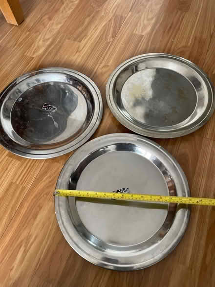 Photo of free Circular metal serving trays x 3 (UB7, West Drayton, Hillingdon) #1