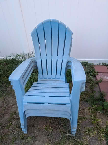 Photo of free 3 Blue Plastic Adirondack Chairs (Pawtucketville / Lowell) #2
