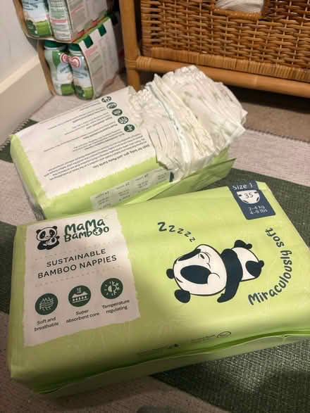 Photo of free X2 Size 1 Mama Bamboo Nappies (RG1) #1