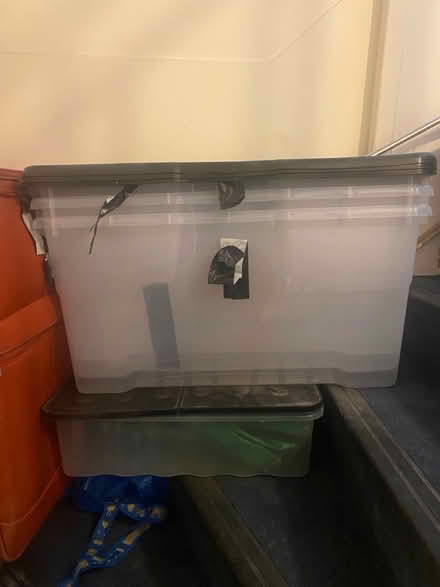Photo of free Four large plastic storage boxes (Covent Garden) #1