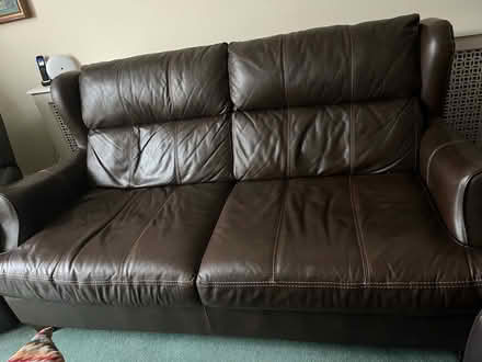 Photo of free Brown 3 seater leather sofa (Tolworth KT6) #1