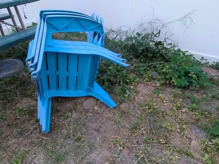Photo of free 3 Blue Plastic Adirondack Chairs (Pawtucketville / Lowell) #3