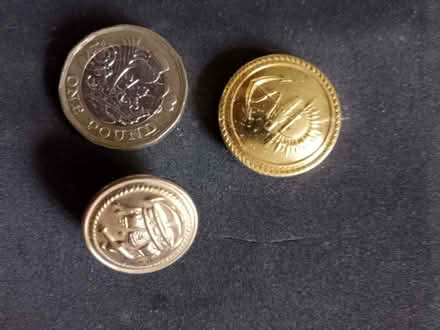Photo of free Brass buttons x 9 (£1 size) + 5 smaller ones (Higher Bebington CH63) #1