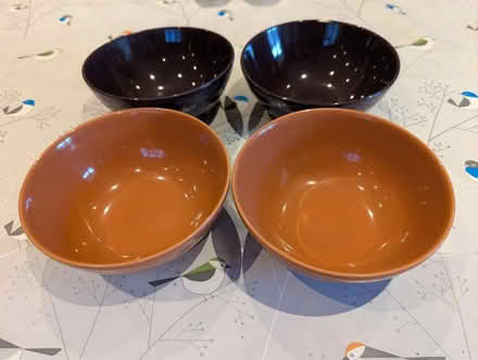 Photo of free Four breakfast bowls in orange/purple (Upton Park E7) #1
