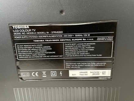 Photo of free Toshiba 37” TV (Trowbridge BA14) #3