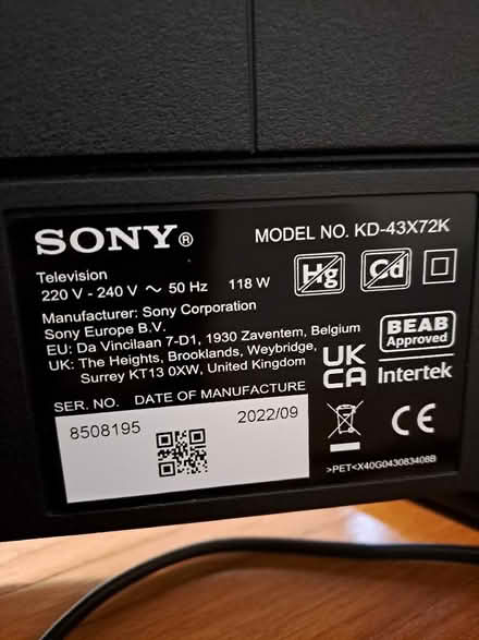 Photo of free SONY 42" TV in working order (Harefield SO19) #2