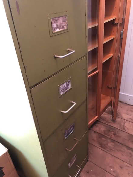 Photo of free Battered old metal filing cabinet (Llangynidr) #1