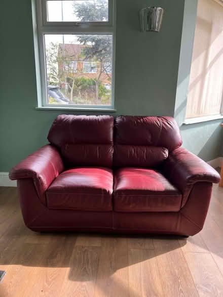 Photo of free Burgundy leather 2-seater sofa (Harley Shute TN38) #2