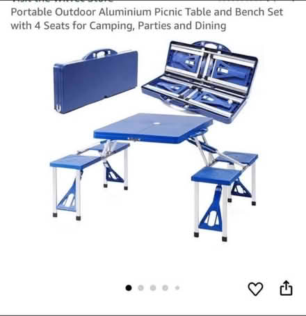 Photo of free Blue fold up table and four seats (Yapton BN18) #1