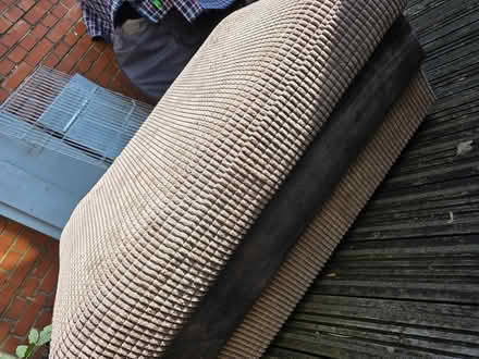 Photo of free Brown snuggle chair and pouffee (Woodseats Sheffield) #2