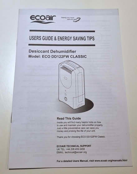 Photo of free Ecoair Dessicant Dehumidifier DD122FW (Bowerham LA1) #2