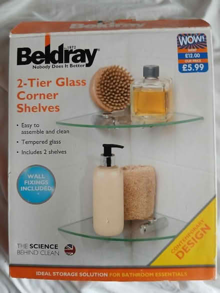 Photo of free 2-Tier Glass Corner Shelves. (Goodmayes IG3) #1