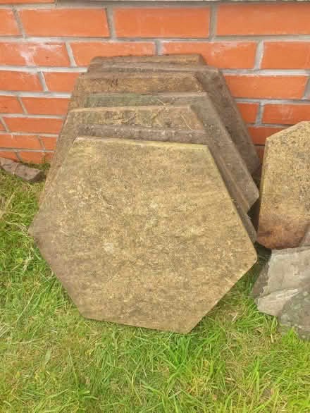 Photo of free 7 heavy hexagonal coloured paving stones (Fairwater CF5) #1