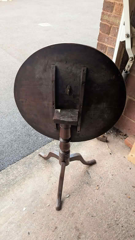 Photo of free Dark wood round side table (Priory Ward EX2) #2