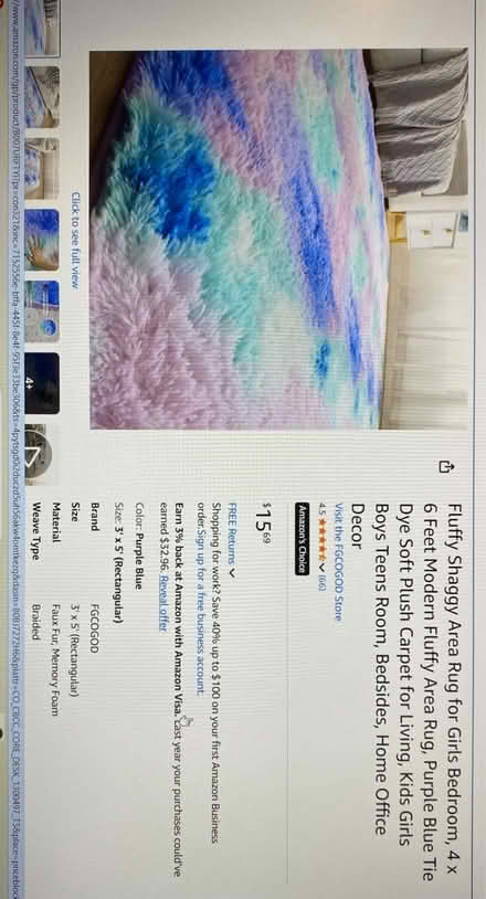 Photo of free 4’ x 6’ Bedroom rug (Saratoga springs west side) #1