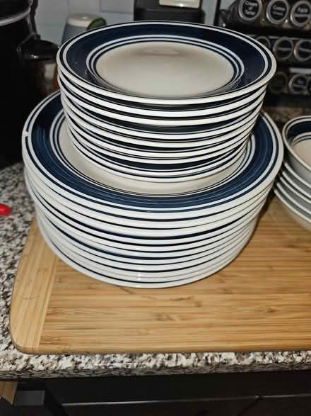 Photo of free Set of white dishes with blue rims (Camden parc) #1