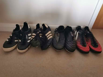 Photo of free 5 pairs of Adults Adidas football boots/trainers size 9 (North Road) #1