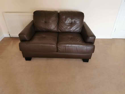 Photo of free Brown leather 2 seater sofa (Bishopbriggs G64) #1