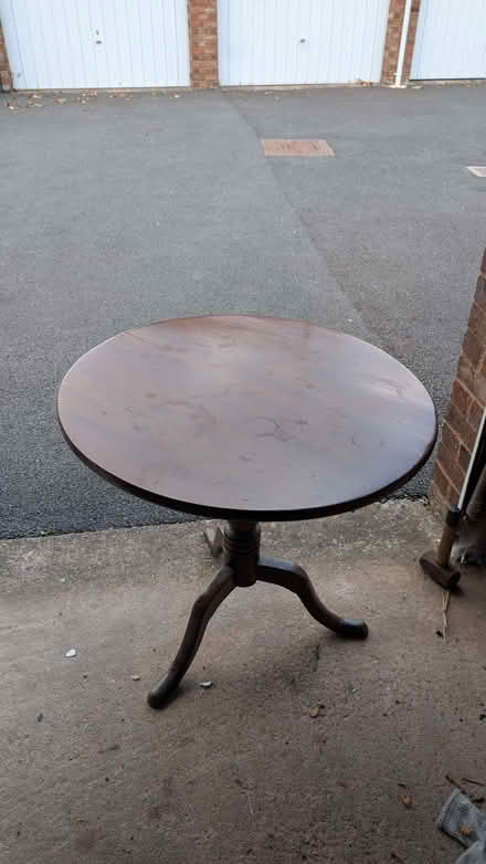 Photo of free Dark wood round side table (Priory Ward EX2) #1