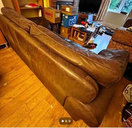 Photo of free 3 Seater Sofa. Leather settee (Preston PR1) #3