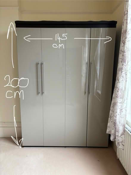 Photo of free Triple light grey gloss wardrobe with large silver handles (Eastbourne BN20) #3