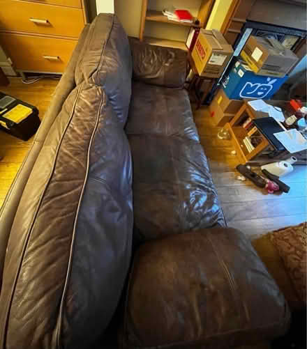 Photo of free 3 Seater Sofa. Leather settee (Preston PR1) #2