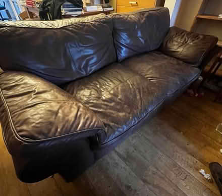 Photo of free 3 Seater Sofa. Leather settee (Preston PR1) #1