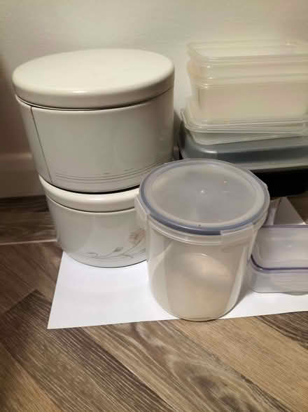 Photo of free Storage plastic and tin (Walmley B76) #1
