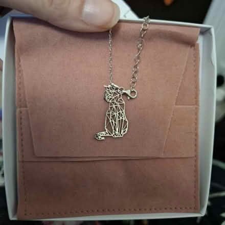 Photo of free Silver origami cat necklace with pouch and box (Seaside BN22) #1