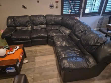 Photo of free Black leather 3 piece couch (Irvine) #1