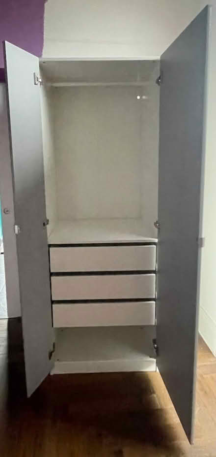 Photo of free ikea 2-door mirror wardrobe with hanging and drawer space (Central Liverpool L1) #2